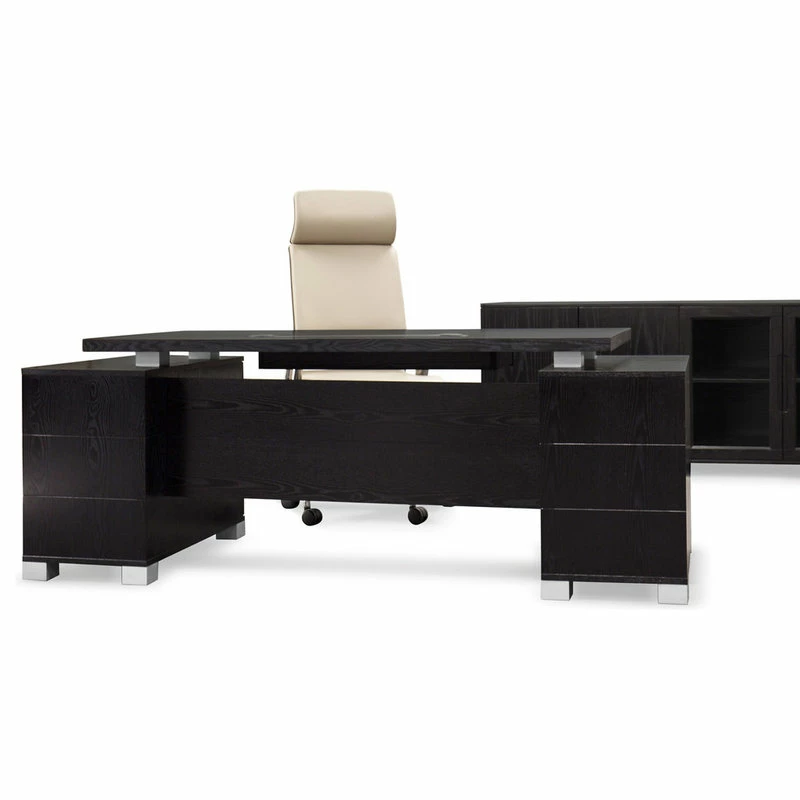 Wholesale ๐ Zuri Furniture 79” Modern Ford Black Oak Wood Desk Letter/Legal Filing Drawers ๐ฏ - Image 3