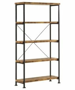 Flash Sale 🔥 Home Furnishings Analiese Industrial Style 4 Shelf Bookcase, Antique Nutmeg 😍