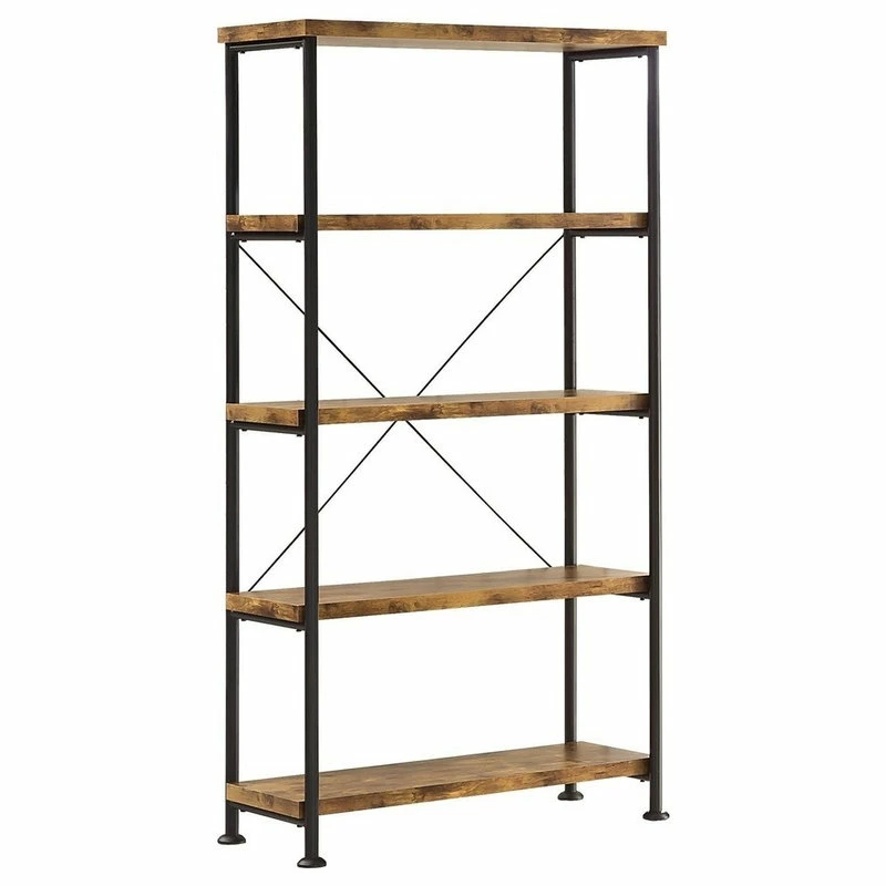 Flash Sale 🔥 Home Furnishings Analiese Industrial Style 4 Shelf Bookcase, Antique Nutmeg 😍