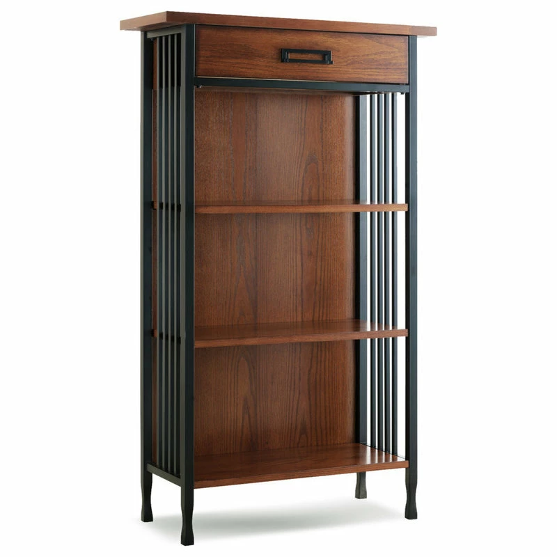 Coupon ✨ Leick Home Leick Ironcraft Mantel Height Brown Wood Bookcase With Drawer Storage 🤩