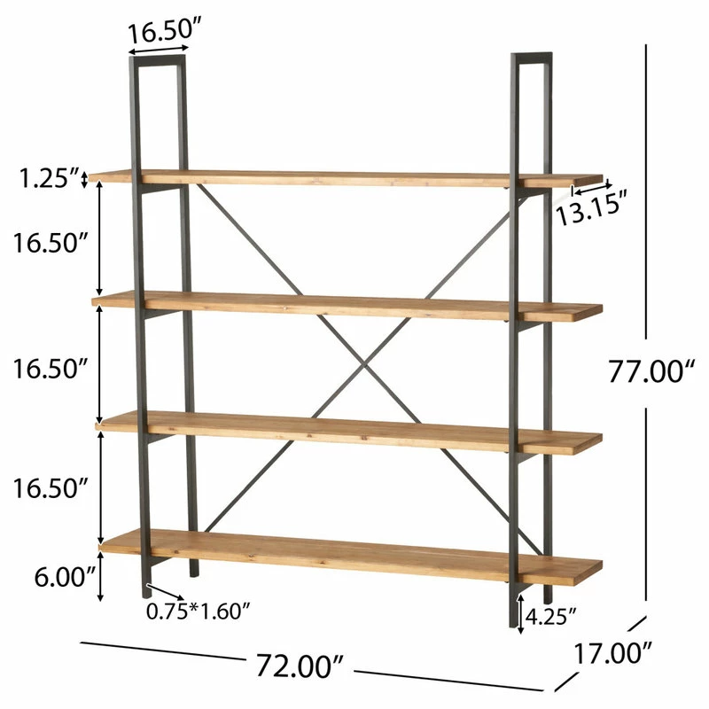 Cheap ๐ฅฐ GDFStudio Elizabeth Industrial 4 Shelf Firwood Bookcase โ - Image 3