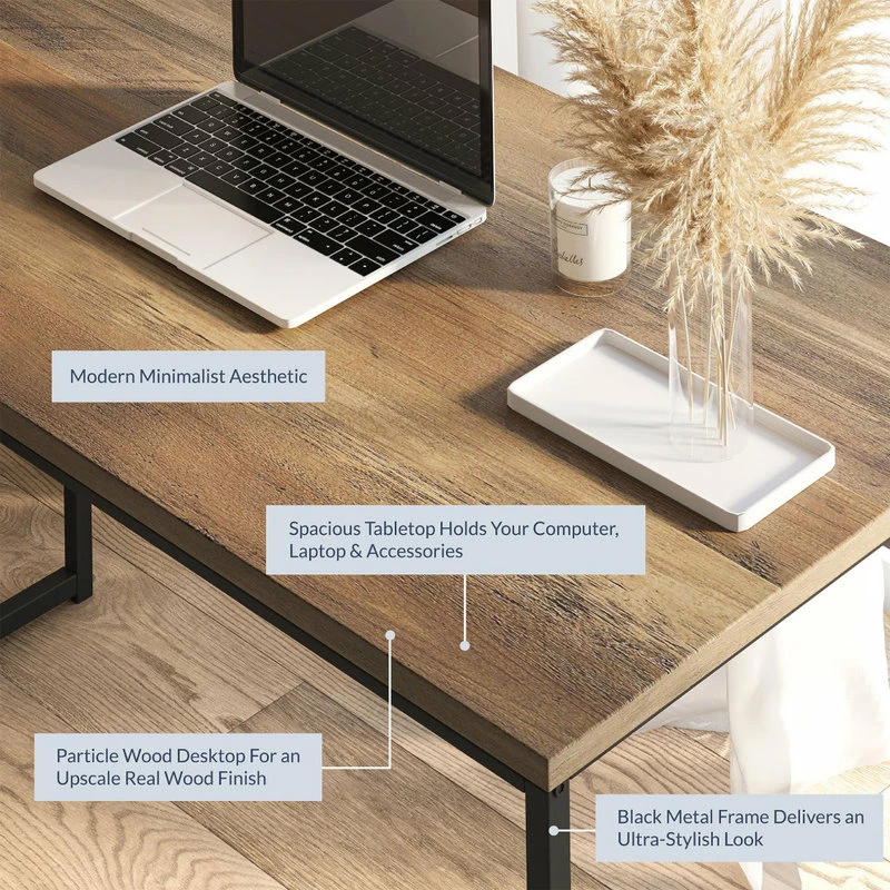 Best Pirce ๐ Belleze 47" Barton Industrial Computer Desk, Rustic Oak โค๏ธ - Image 4