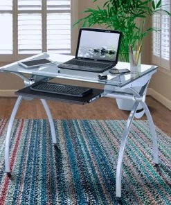 New 😀 Rta Products- L Techni Mobili Glass-Top Computer Desk ✨