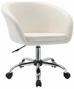 Flash Sale 🎁 Duhome Elegant Lifestyle Modern PU Leather Swivel Barrel Rolling Chair, White 😍