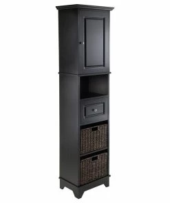 Promo ✔️ Winsome Wyatt Tall Cabinet With Baskets Drawer Door 😉