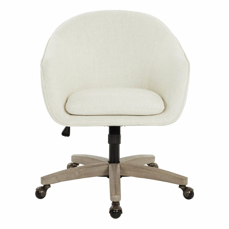 Discount π€© Office Star Products Nora Office Chair In Linen Cream Fabric With Gray Brush Wood Base KD β - Image 2