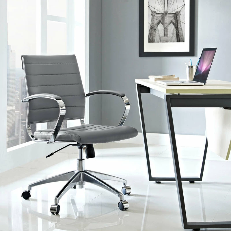 Deals โ LexMod Jive Mid Back Faux Leather Office Chair, Gray ๐งจ - Image 2