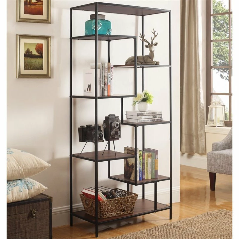 Discount π Coaster Home Furnishings Coaster 31" Casual Staggered Metal Bookcase In Walnut And Black β - Image 2