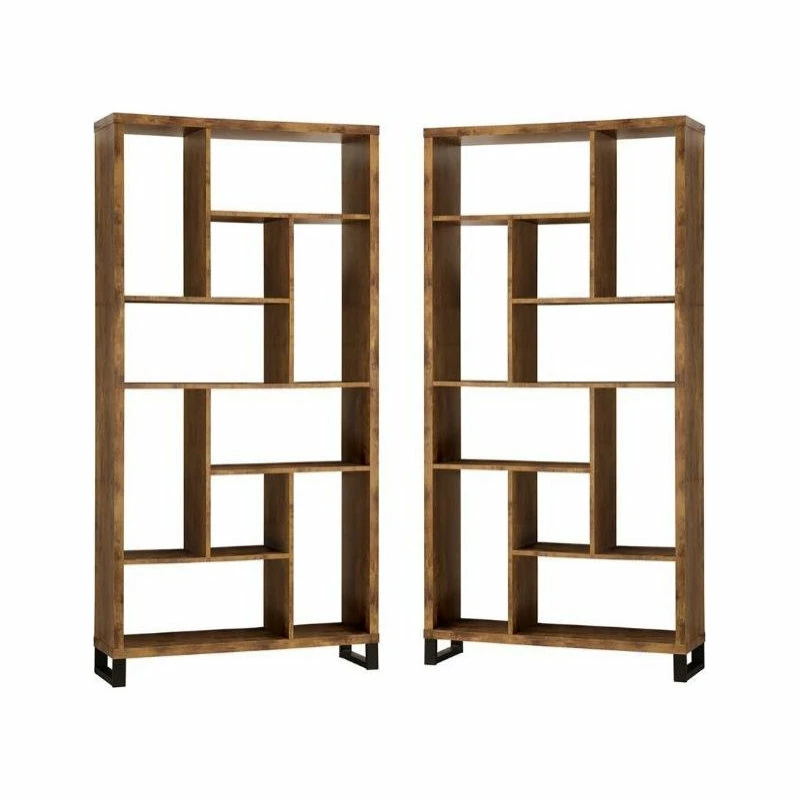 Outlet ๐ฅ Home Square 2 Piece Modern Bookcase Set In Antique Nutmeg And Black โ