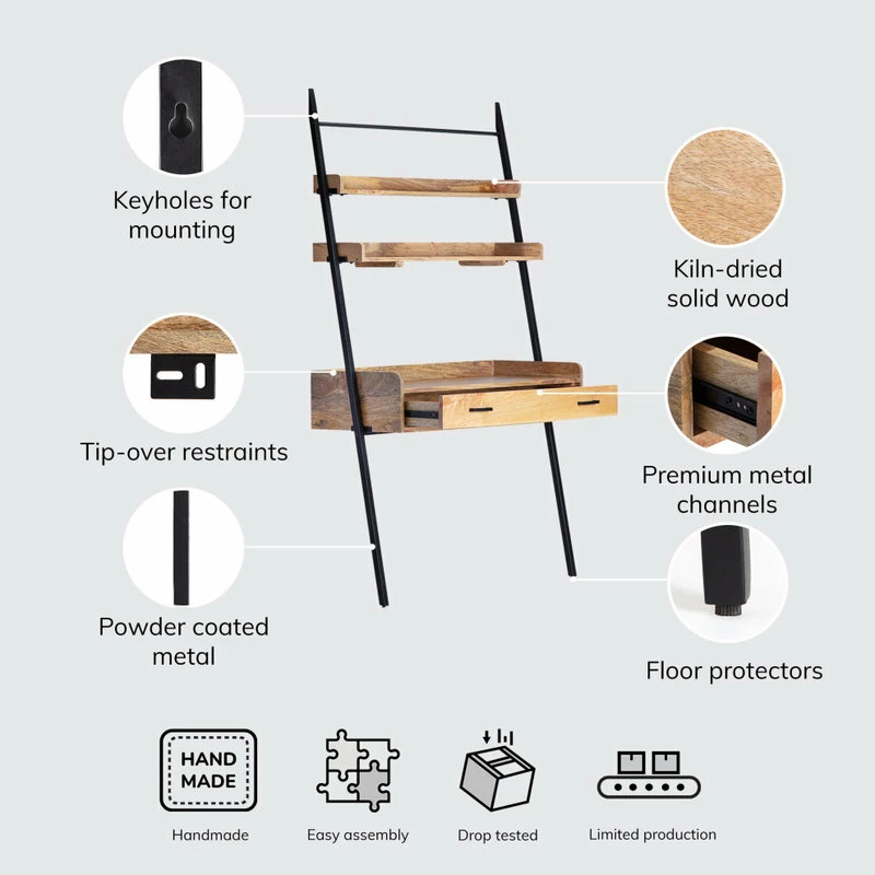 Hot Sale ๐ Madeleine Home Inc. Champier Ladder Desk, Natural ๐ - Image 12