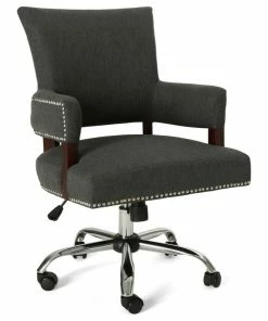 Flash Sale 🛒 GDFStudio GDF Studio May Traditional Home Office Chair, Dark Gray/Chrome 🥰