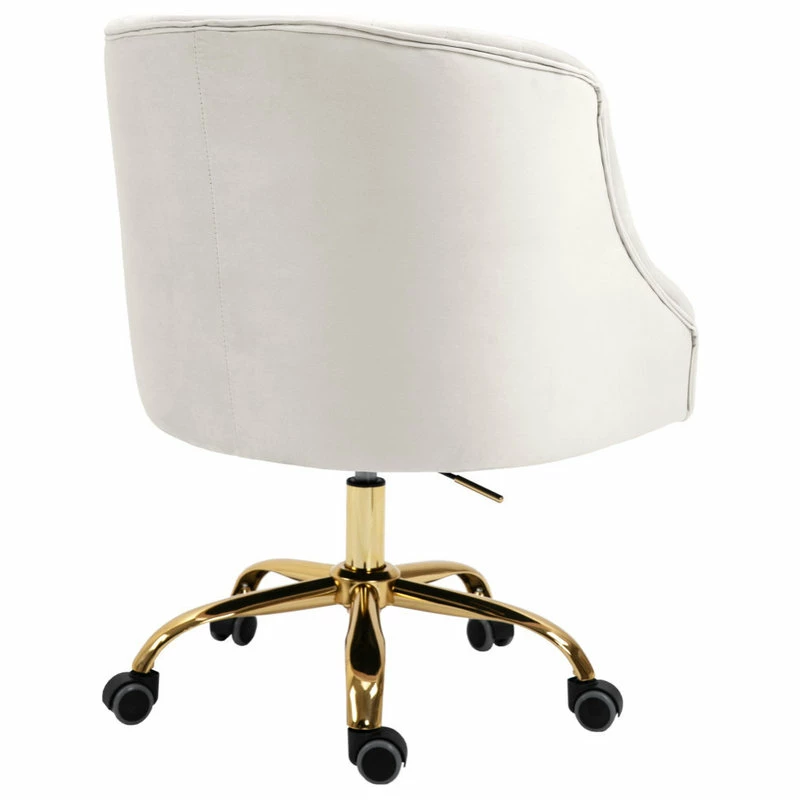 Best Sale ๐ Meridian Furniture Arden Swivel And Adjustable Velvet Office Chair, Cream, Rich Gold Base ๐คฉ - Image 6