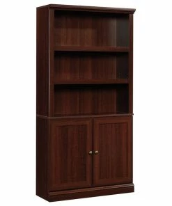 Deals 👏 Sauder Misc Storage 3-Shelf 2-Door Tall Wood Bookcase In Cherry 🎁
