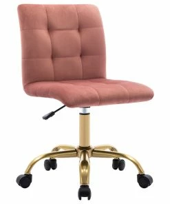Flash Sale ๐ Duhome Elegant Lifestyle Square Tufted Desk Rolling Chair, Pink-Velvet โจ