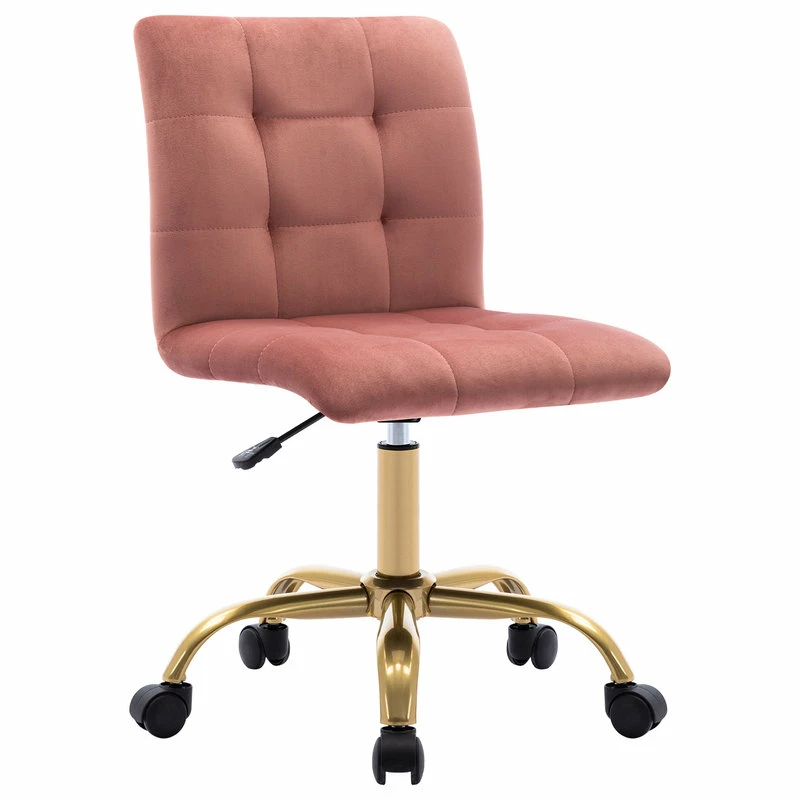 Flash Sale ๐ Duhome Elegant Lifestyle Square Tufted Desk Rolling Chair, Pink-Velvet โจ