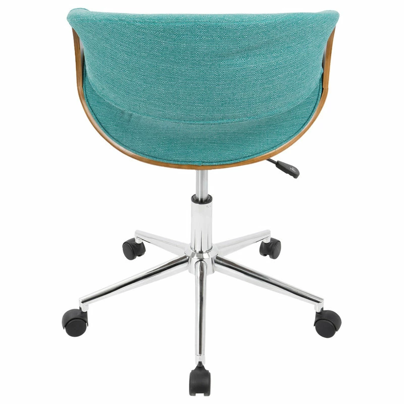 Promo 🛒 Lumisource Curvo Desk Chair In Walnut And Teal Finish OFC-CURVO WL+TL 💯 - Image 3