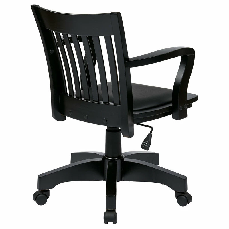 Hot Sale ⌛ Office Star Products Deluxe Wood Banker's Chair With Vinyl Padded Seat, Black ❤️ - Image 3