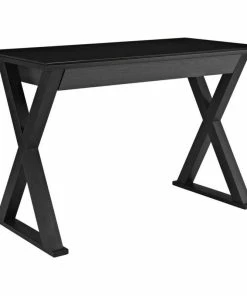 Best reviews of โค๏ธ Walker Edison 48" Black Glass Computer Desk, Black ๐