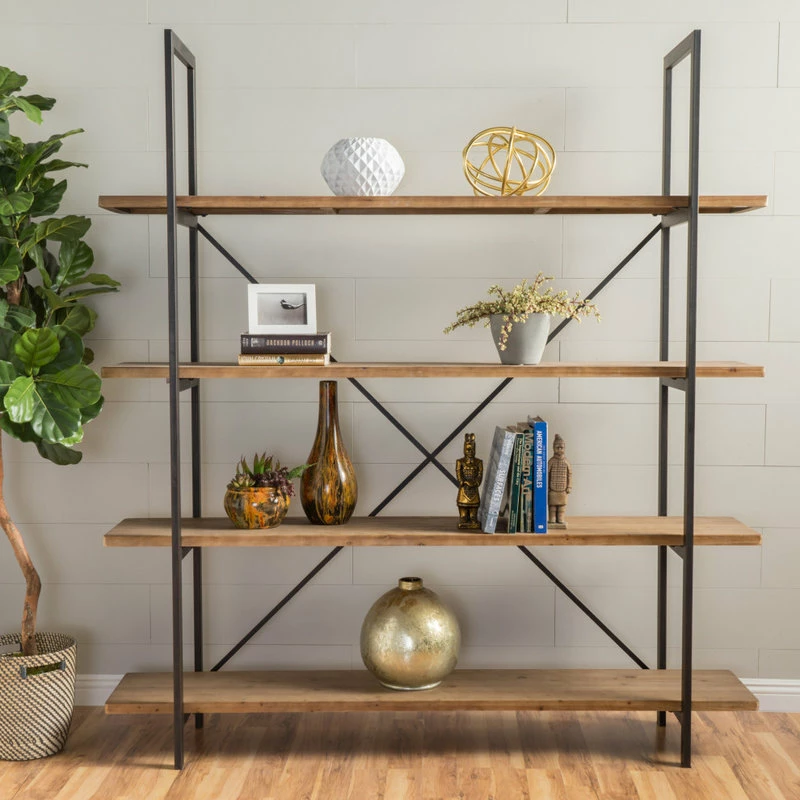 Cheap ๐ฅฐ GDFStudio Elizabeth Industrial 4 Shelf Firwood Bookcase โ - Image 2