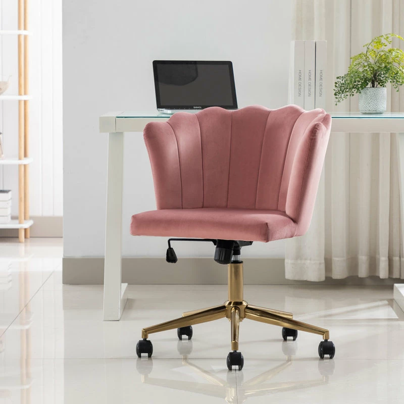 Hot Sale ๐ฅฐ Duhome Elegant Lifestyle Seashell Channel Tufted Velvet Task Chair, Pink โจ - Image 7