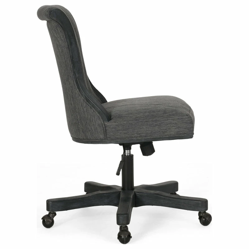 Outlet 🎁 GDFStudio Andrea Contemporary Upholstered Roll Back Swivel Office Chair, Charcoal/Weathere 🔔 - Image 9