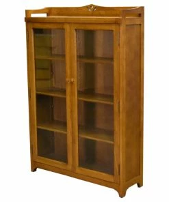 Coupon 🥰 Crafters And Weavers Mission Solid Oak Bookcase Curio Cabinet, Michael's Cherry ✨