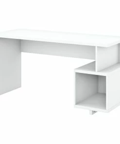 Discount 👏 Kathy Ireland Home By Bush Furniture Madison Avenue 60W Writing Desk With Storage In Pure White - Engineered Wood 🎉