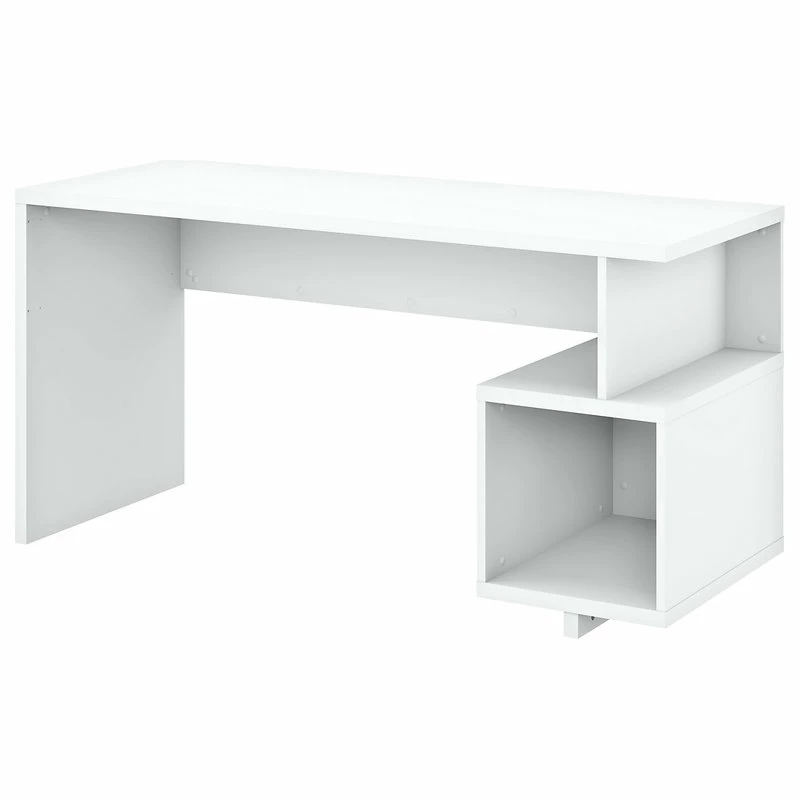 Discount ๐ Kathy Ireland Home By Bush Furniture Madison Avenue 60W Writing Desk With Storage In Pure White - Engineered Wood ๐