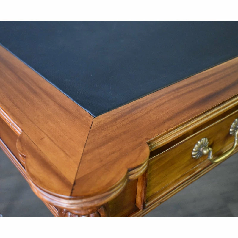 Outlet ๐งจ Crafters And Weavers Legacy Solid Mahogany Wood Leather Top Desk, Light Brown Walnut ๐ - Image 4