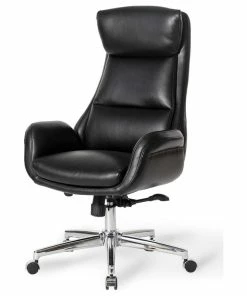 Brand new 🛒 Glitzhome Mid-Century Modern Air Leatherette Adjustable Swivel High Back Office, Black 🌟