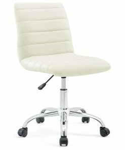 Buy โค๏ธ LexMod Ripple Armless Mid Back Faux Leather Office Chair, White ๐คฉ