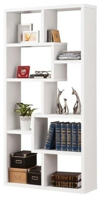 Best deal ๐ Bowery Hill Asymmetrical Bookcase In White โ๏ธ