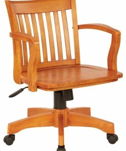 New 👍 Office Star Products Deluxe Wood Banker's Chair With Wood Seat, Espresso Wood, Fruitwood 💯