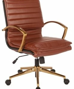 Buy ❤️ Office Star Products Mid-Back Faux Leather Chair, Saddle 🧨