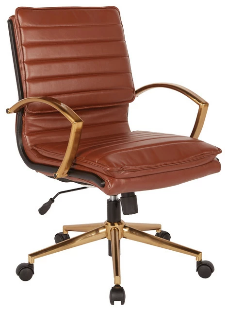 Buy โค๏ธ Office Star Products Mid-Back Faux Leather Chair, Saddle ๐งจ